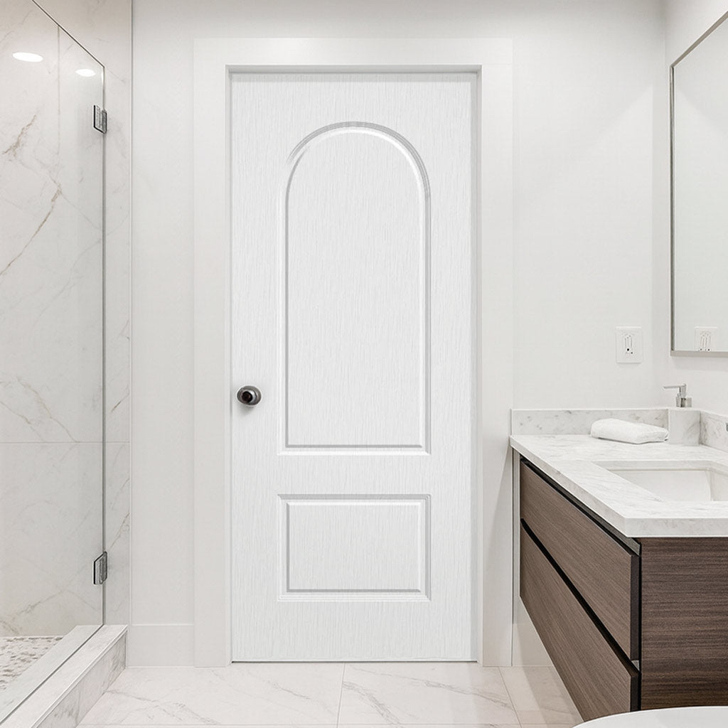 Arched Top Lightly Grained Internal PVC Two Panel Door - Suitable for Bathrooms