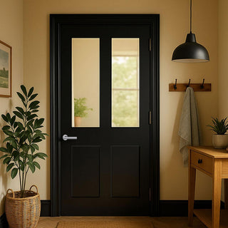 Image: UK Made to Measure - Millgate Victorian 2L Interior Door - Clear Glass - Premium Primed - 7 Colour Options