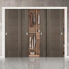 Minimalist Wardrobe Door & Frame Kit - Four Alcaraz Chocolate Grey Doors - Prefinished