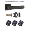 Three Pack Forme Alila Designer Lever on Minimal Square Rose Matt Black Combo Handle Pack