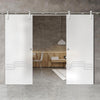 Double Glass Sliding Door - Solaris Tubular Stainless Steel Sliding Track & Allanton 8mm Obscure Glass - Obscure Printed Design