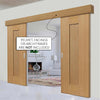 Double Sliding Door & Wall Track - Axis Oak Shaker Doors - Prefinished