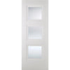 Premium Double Sliding Door & Wall Track - Amsterdam 3 Panel Door - Clear Glass - White Primed