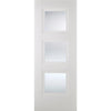Premium Double Sliding Door & Wall Track - Amsterdam 3 Panel Door - Clear Glass - White Primed