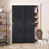 Minimalist Wardrobe Door & Frame Kit - Two Antwerp 3 Panel Black Primed Door