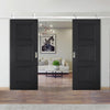 Top Mounted Stainless Steel Sliding Track & Double Door - Antwerp 3 Panel Black Primed Doors