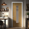 J B Kind Laminates Aria Oak Coloured Glazed Internal Door - Clear Glass - Prefinished