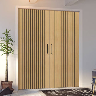 Image: J B Kind Laminates Aria Oak Coloured Internal Internal Door Pair - Prefinished