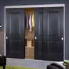 Minimalist Wardrobe Door & Frame Kit - Three Arnhem 2 Panel Black Primed Doors - Unfinished