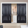 Minimalist Wardrobe Door & Frame Kit - Four Arnhem 2 Panel Black Primed Doors - Unfinished