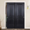 Minimalist Wardrobe Door & Frame Kit - Two Arnhem 2 Panel Black Primed Doors - Unfinished