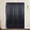 Minimalist Wardrobe Door & Frame Kit - Two Arnhem 2 Panel Black Primed Doors - Unfinished