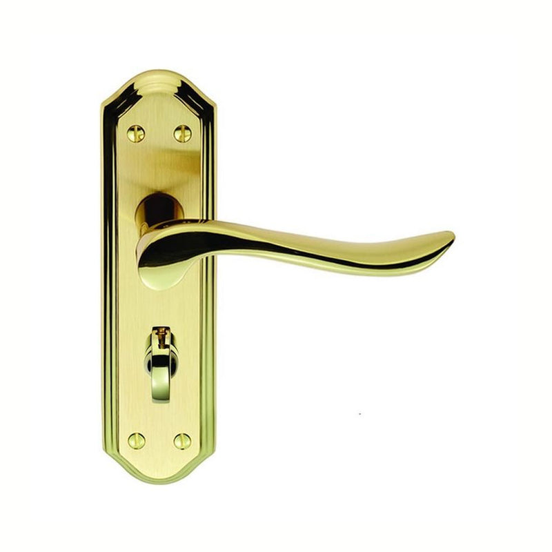 Outlet - Lytham Lever on Bathroom Backplate Polished Brass