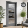 UK Made to Measure - Ashford 4L Interior Door - Clear Reeded  Glass - Premium Primed - 7 Colour Options