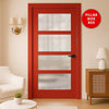 UK Made to Measure - Ashford 4L Interior Door - Frosted Glass - Premium Primed - 7 Colour Options