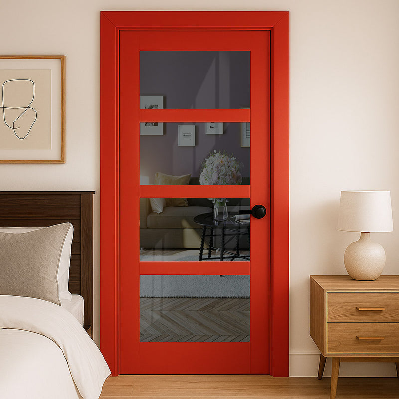 UK Made to Measure - Ashford 4L Interior Door - Tinted Glass - Premium Primed - 7 Colour Options