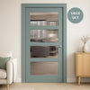UK Made to Measure - Ashford 4L Interior Door - Clear Reeded  Glass - Premium Primed - 7 Colour Options