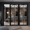 ThruEasi Black Room Divider - Astoria Clear Glass Prefinished Door Pair with Full Glass Side