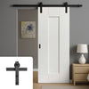 Single Sliding Door & Black Barn Track - Axis White Panelled Door