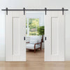 Double Sliding Door & Black Barn Track - Axis White Panelled Doors