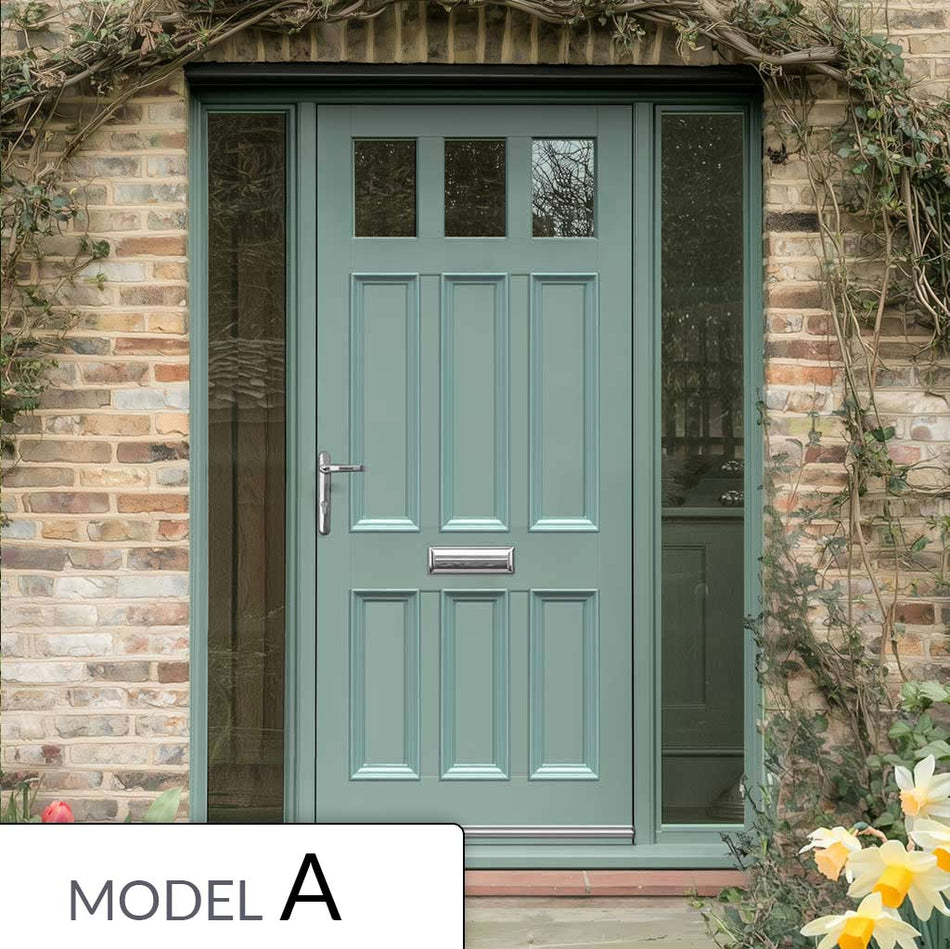 Exterior Georgian Blackwell 3L 6P Front Door with Two Sidelights - Customisable: Size, Colour, Glass and Sidelight Options