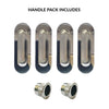 2 Pairs of Burbank 120mm Sliding Door Oval Flush Pulls and 2x  Finger Pull - Polished Stainless Steel