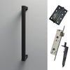 Concord 280mm Back to Back Double Door Pull Handle Pack - 8 Square Hinges - Matt Black