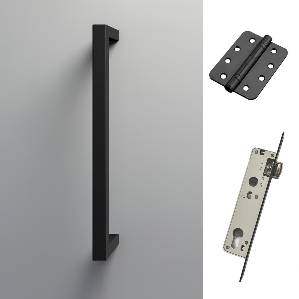 Concord 280mm Back to Back Pull Handle Pack - 3 Radius Cornered Hinges - Matt Black