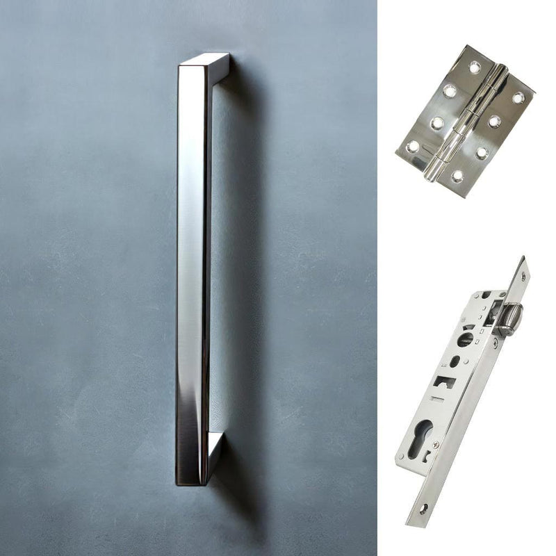 Concord 280mm Back to Back Pull Handle Pack - 3 Square Hinges - Polished Stainless Steel