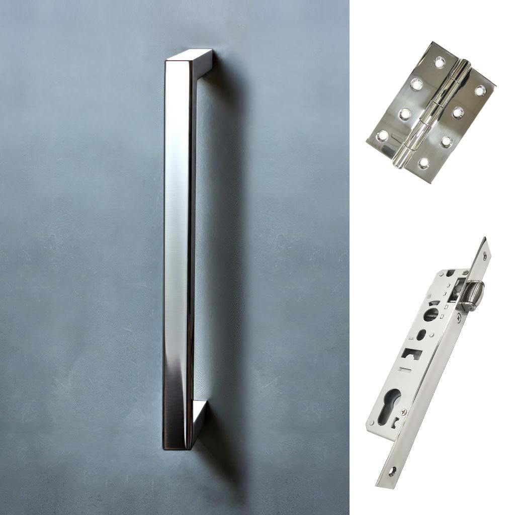 Concord 280mm Back to Back Pull Handle Pack - 3 Square Hinges - Polished Stainless Steel