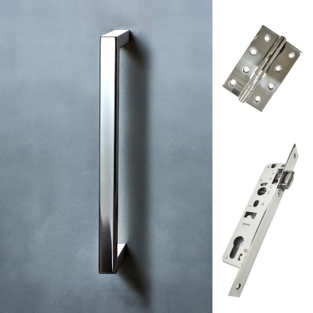 Concord 280mm Back to Back Pull Handle Pack - 4 Square Hinges - Polished Stainless Steel