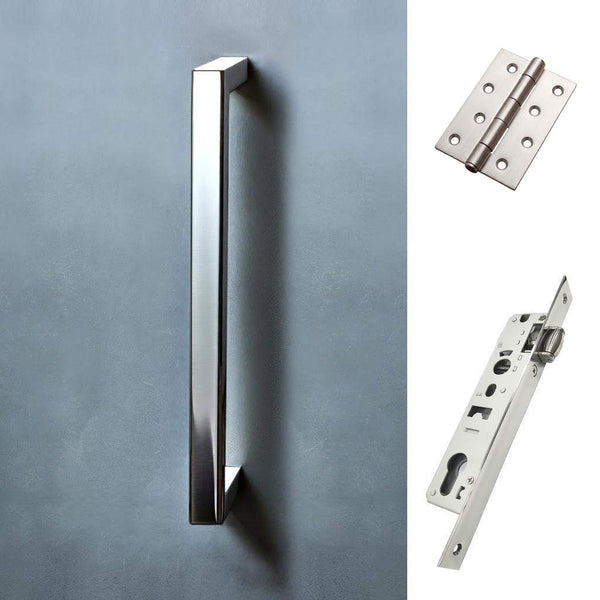 Concord 280mm Back to Back Pull Handle Pack - 4 Square Hinges - Polished Stainless Steel