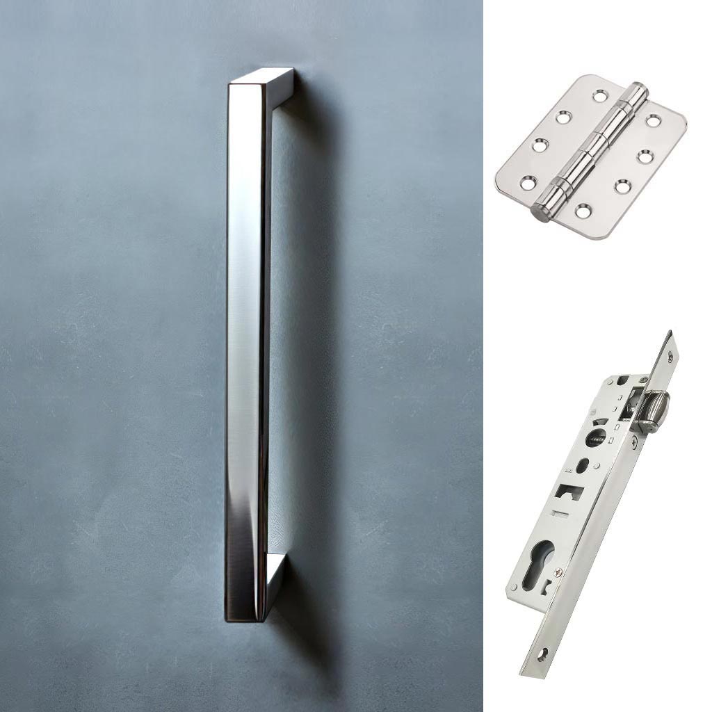 Concord 280mm Back to Back Pull Handle Pack - 3 Radius Cornered Hinges - Polished Stainless Steel
