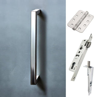Image: Concord 280mm Back to Back Double Door Pull Handle Pack - 8 Radius Cornered Hinges - Polished Stainless Steel