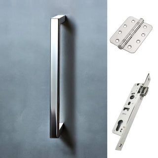 Image: Concord 280mm Back to Back Pull Handle Pack - 4 Radius Cornered Hinges - Polished Stainless Steel
