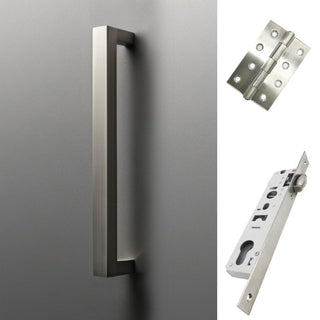 Image: Concord 280mm Back to Back Pull Handle Pack - 4 Square Hinges - Satin Stainless Steel
