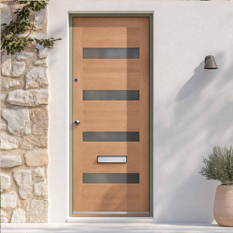 Balham Hardwood Front Door - Frosted Toughened Double Glazing