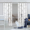 Double Glass Sliding Door - Solaris Tubular Stainless Steel Sliding Track & Bamboo 8mm Obscure Glass - Clear Printed Design