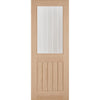 Premium Single Sliding Door & Wall Track - Belize Oak Door - Silkscreen Etched Glass - Prefinished