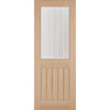 Premium Single Sliding Door & Wall Track - Belize Oak Door - Silkscreen Etched Glass - Unfinished
