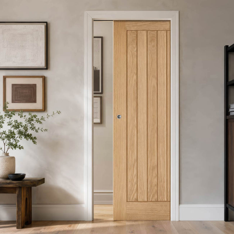 Belize Oak Single Evokit Pocket Door - Prefinished