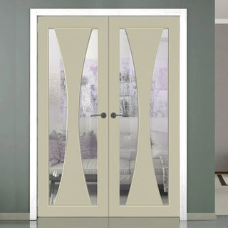 Image: Prefinished Verona Door Pair - Clear Glass - Choose Your Colour