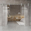 Double Glass Sliding Door - Solaris Tubular Stainless Steel Sliding Track & Bilston 8mm Clear Glass - Obscure Printed Design