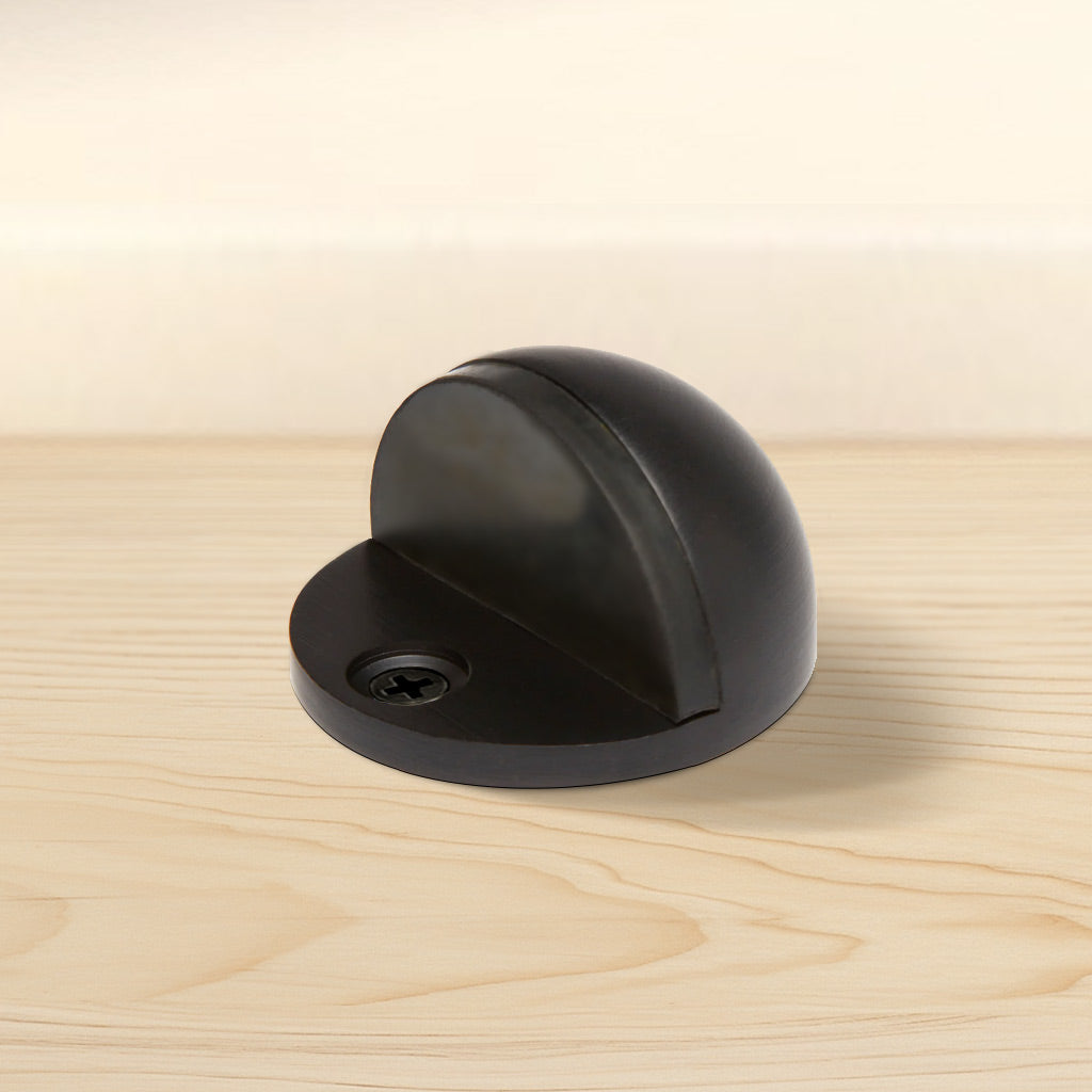 Orb Oval Floor Mounted Door Stop - Matt Black