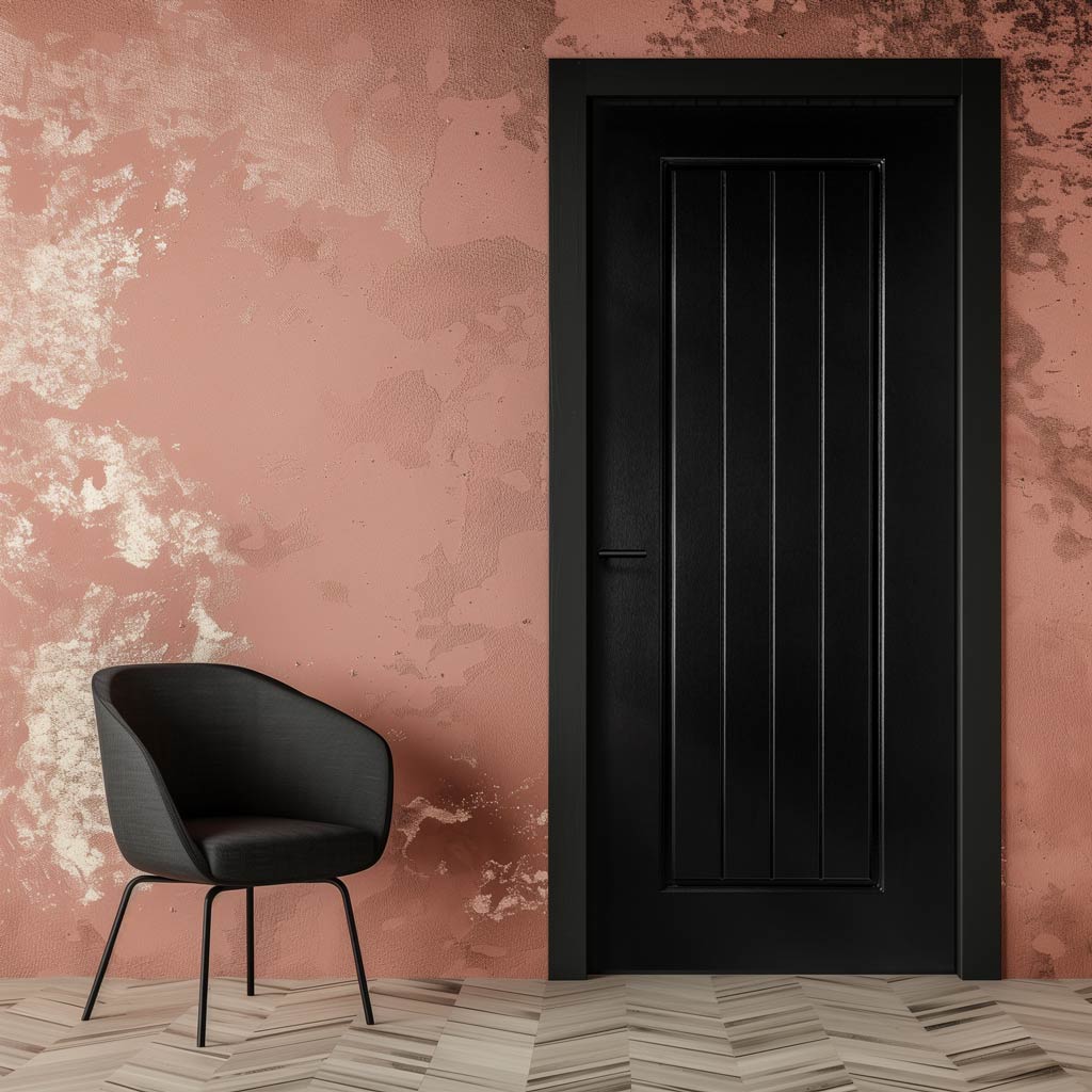 Samantha Black Grained Internal PVC Door