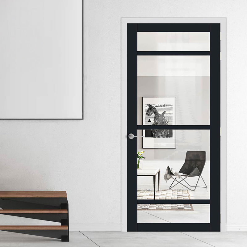 Malvan 4 Pane Solid Wood Internal Door UK Made DD6414G Clear Glass - Eco-Urban - Colour Options