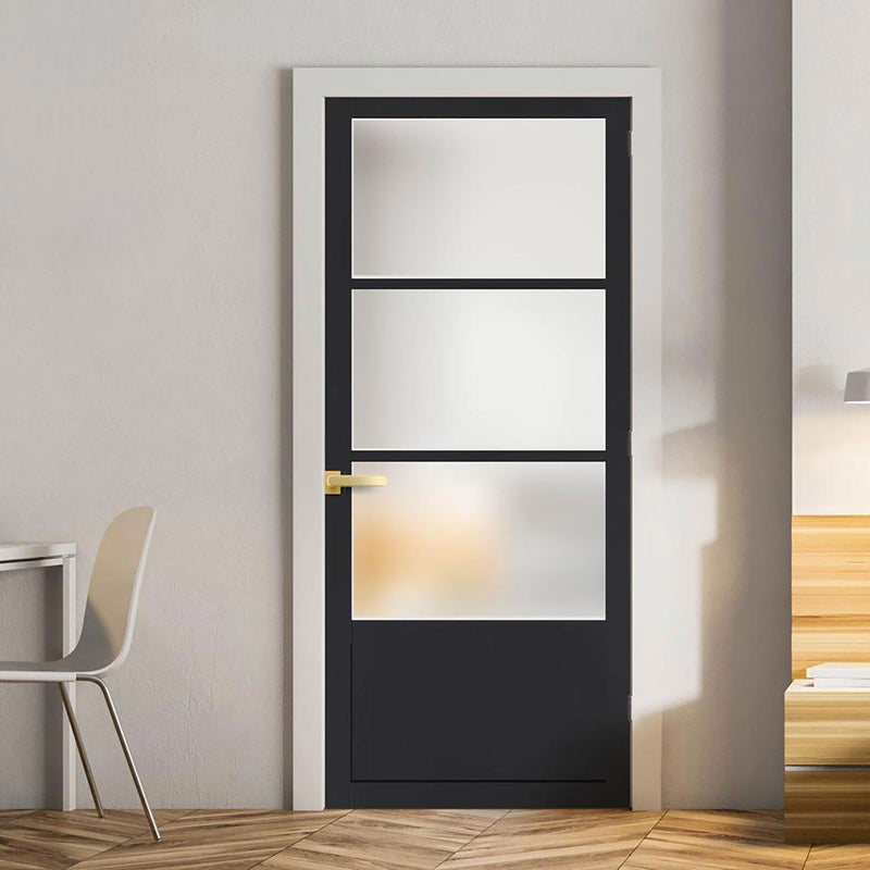 Staten 3 Pane 1 Panel Solid Wood Internal Door UK Made DD6310SG - Frosted Glass - Eco-Urban - Colour Options