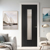 J B Kind Laminates Aria Black Glazed Internal Door - Clear Glass - Prefinished