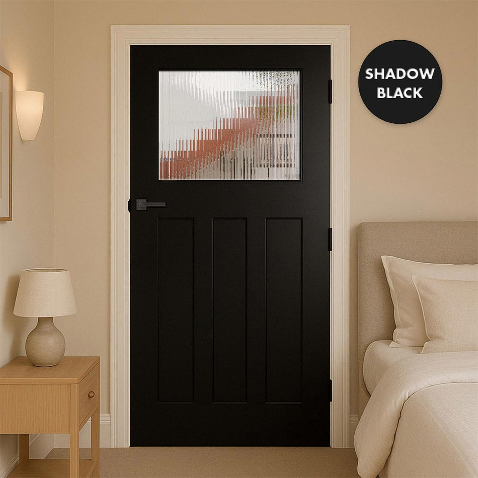 UK Made to Measure - Wilton 1930'  Interior Door - Clear Reeded  Glass - Premium Primed - 7 Colour Options
