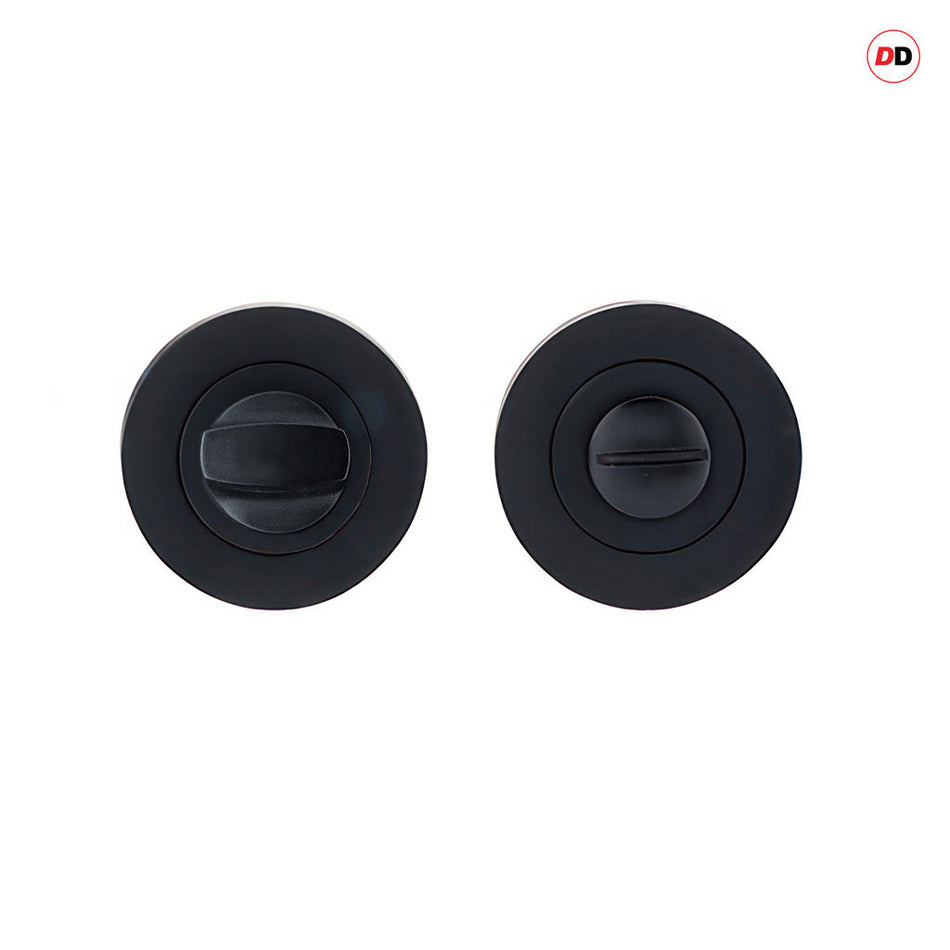Milan Bathroom Round Thumb Turn - Matt Black